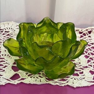 Green acrylic lotus flower / votive holder